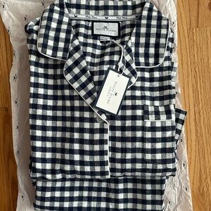 Petite Plume Navy Gingham Flannel (100% cotton) pajamas, NWT (New with Tags)